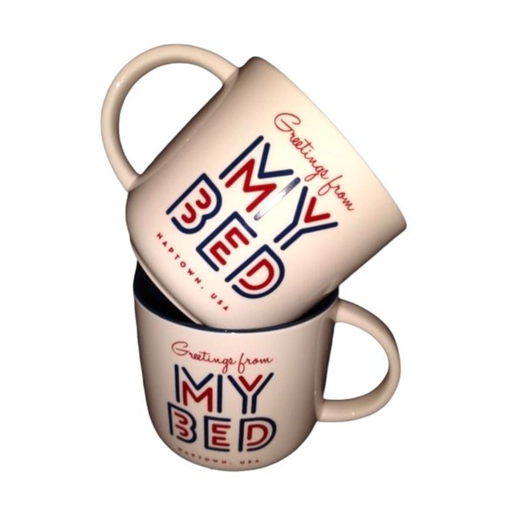 Threshold Set of 2 White Red & Blue Stoneware Coffee Mugs